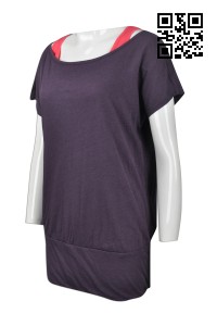 W203 製造度身女裝運動衫   訂做運動衫款式  假2件套 運動背心T恤  女裝   訂造運動衫款式   運動衫工廠   紫色